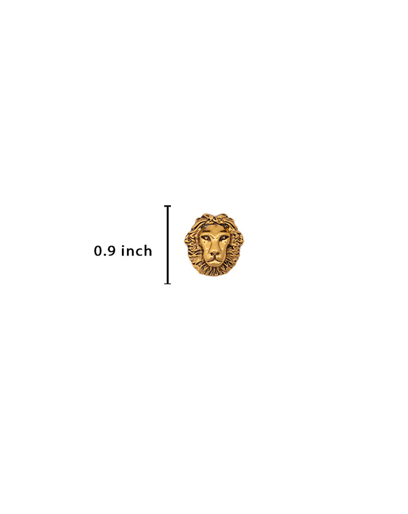 Designer Unisex metal buttons in lion face embossed design-Antique Golden