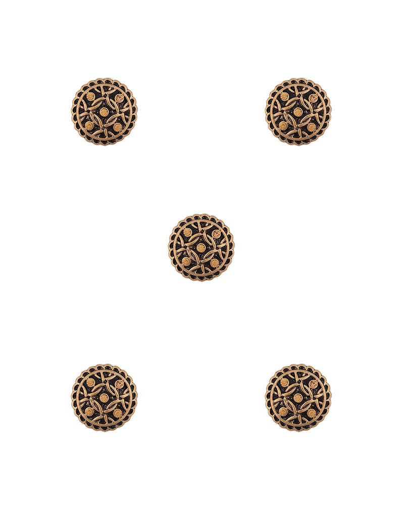 Designer round metal buttons decorated with rhinestones-Golden
