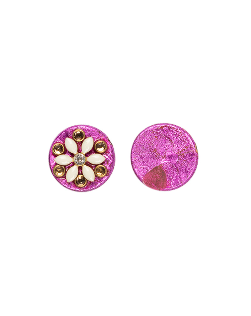 Purple metal and kundan embellished Designer button