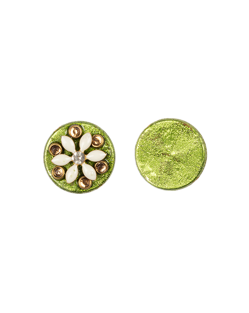 Green metal and kundan embellished Designer button