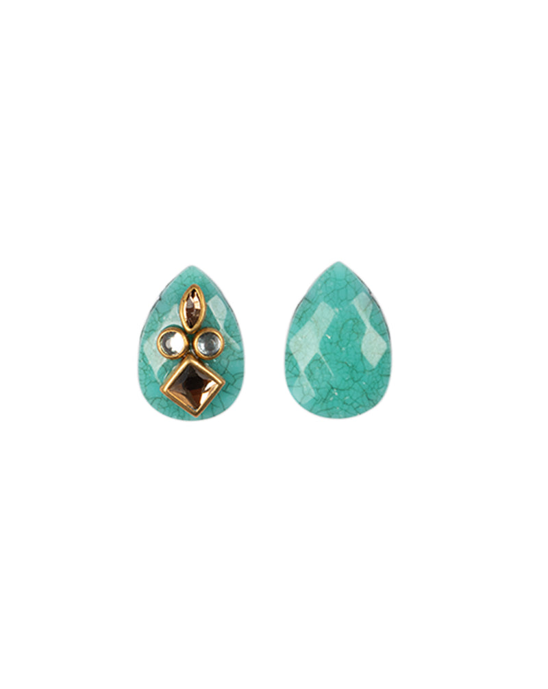 Textured Turquoise Leaf shaped Designer button