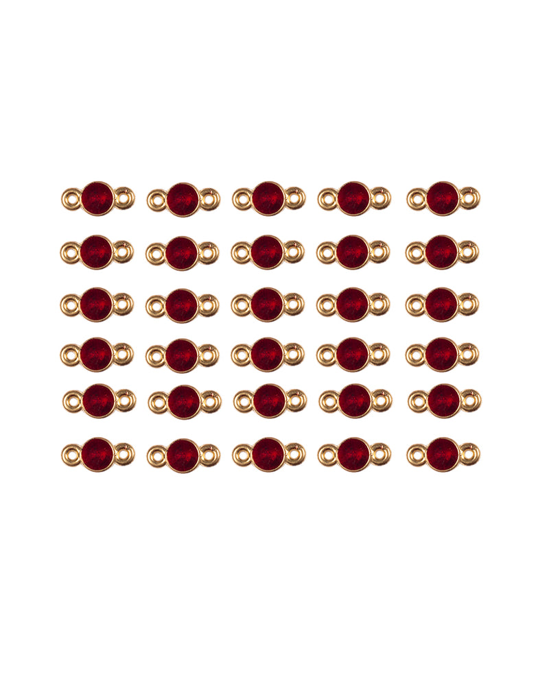 Plastic enamel fill kundan both side connector stone for embroidery, crafts and jewellery making-Maroon