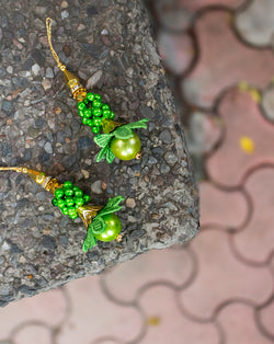Hanging Designer beads and flower Tassel-Olive Green