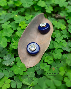 Round Button with rhinestones inserts-Dark Blue