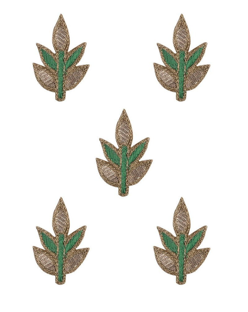 Handmade embroidery Leaf Booti-Green