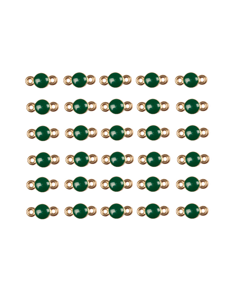 Plastic enamel fill kundan both side connector stone for embroidery, crafts and jewellery making-Dark Green