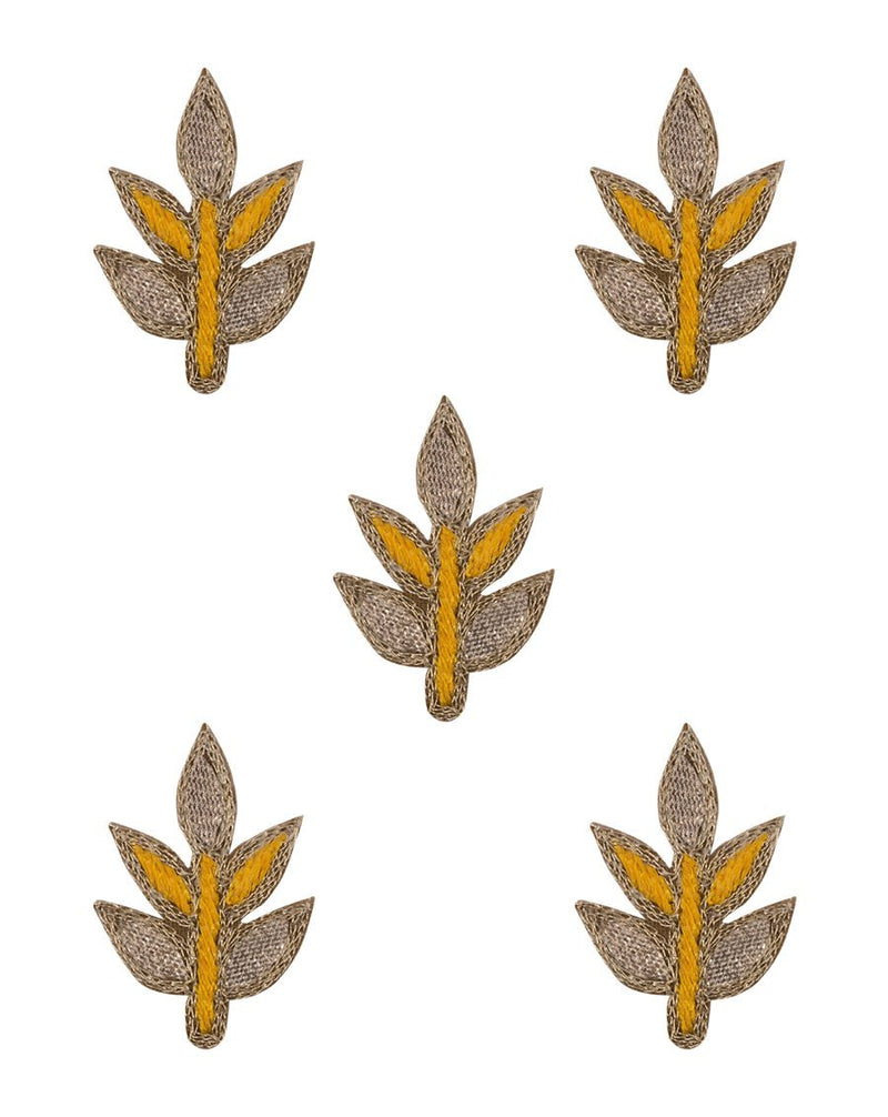 Handmade embroidery Leaf Booti-Yellow