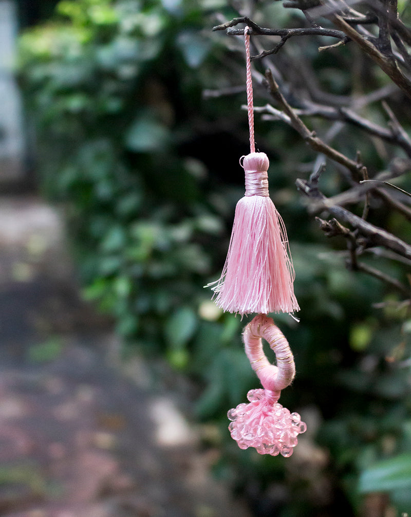 Hanging crystal beads tassel-Ivory