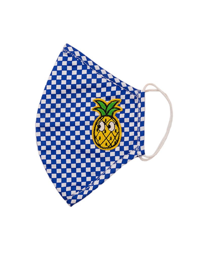 Blue Check Mask with Pineapple patch