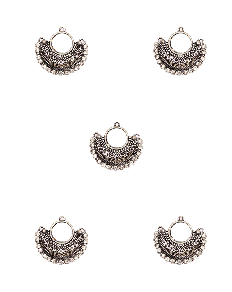 Mirror Semi circle Hanging Button-Silver