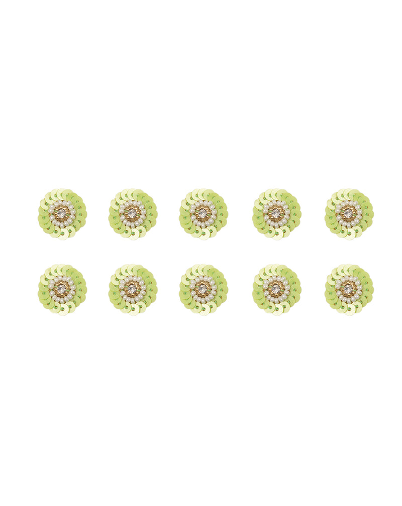Handmade sequins and pearl flower patch-Mint Green
