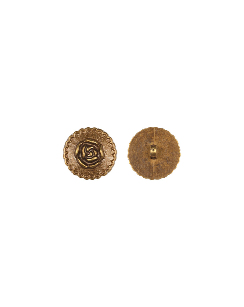 Plastic golden button with rose embossed