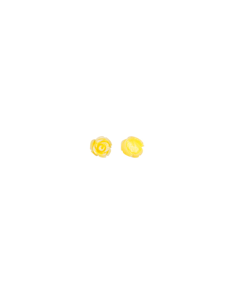 Plastic small round rose flat base button-Light Yellow