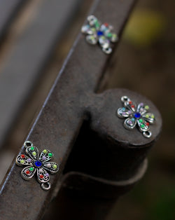 Designer metal flower button-Silver
