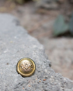 Designer Unisex metal buttons in lion logo design-Antique Golden