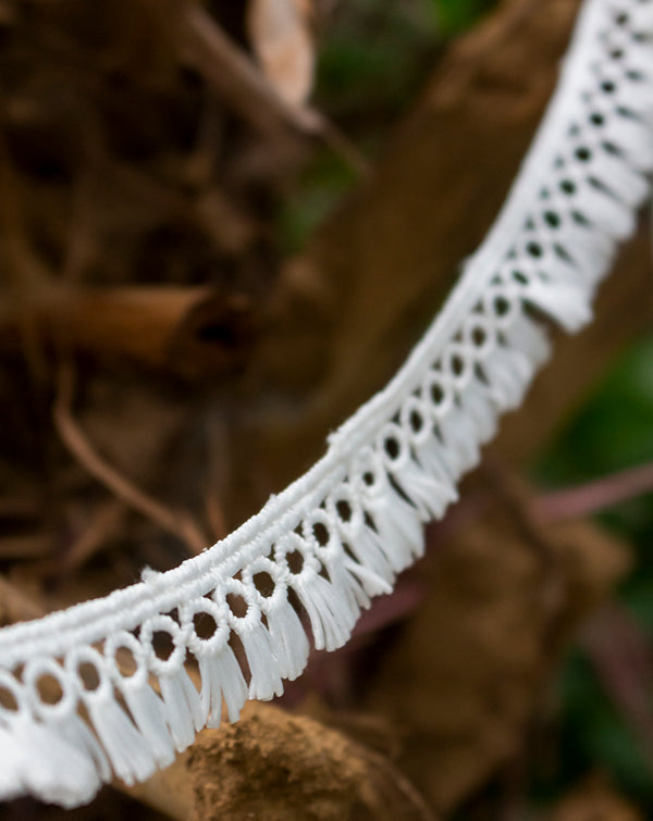 Dyeable cotton lace cluster fringe