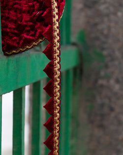 Velvet Paan Scallop Embroidery Lace-Maroon