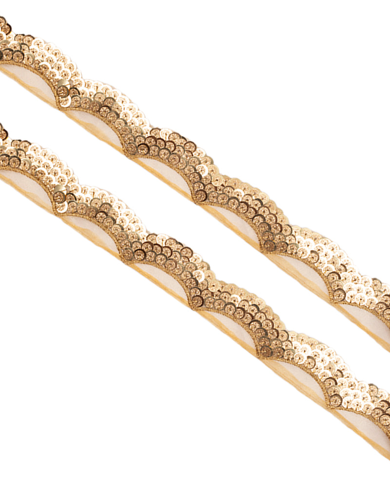Designer embellished scallop Embroidery Lace-Golden