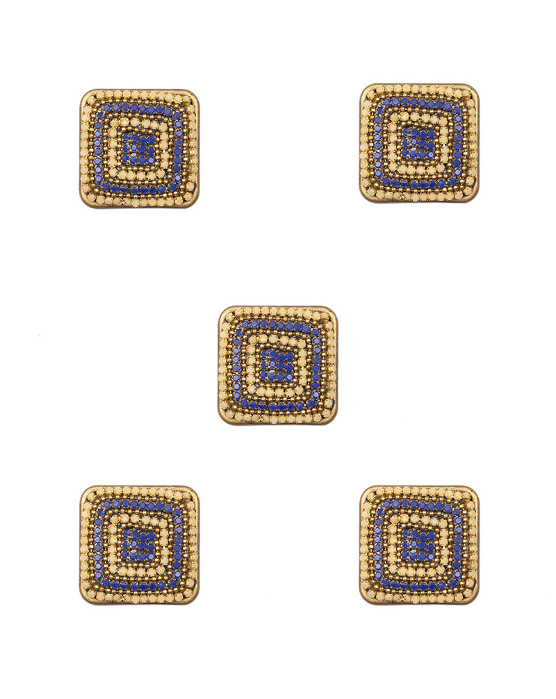 Designer square shape studded metal buttons with embellishments