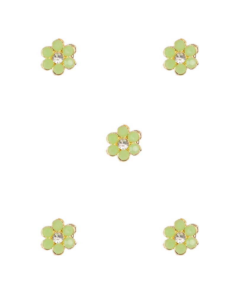 Small metal flower button-Mint Green