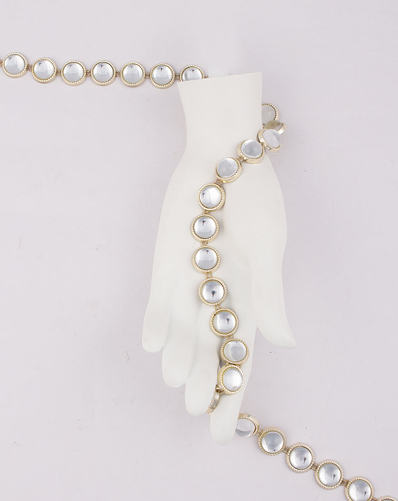 Water Gold Plated Round white stones Plastic base Chain