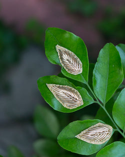 Handmade zardosi leaf patch-Rose Gold