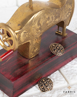 Designer round metal buttons decorated with rhinestones-Golden