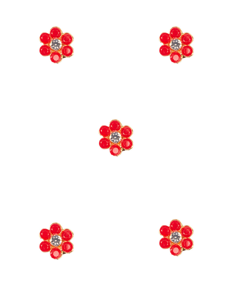 Small metal flower button-Red