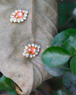 Designer preciosa crystal and rhinestone button-Peach
