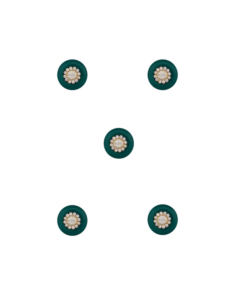 Round Button with rhinestones inserts-Dark Green