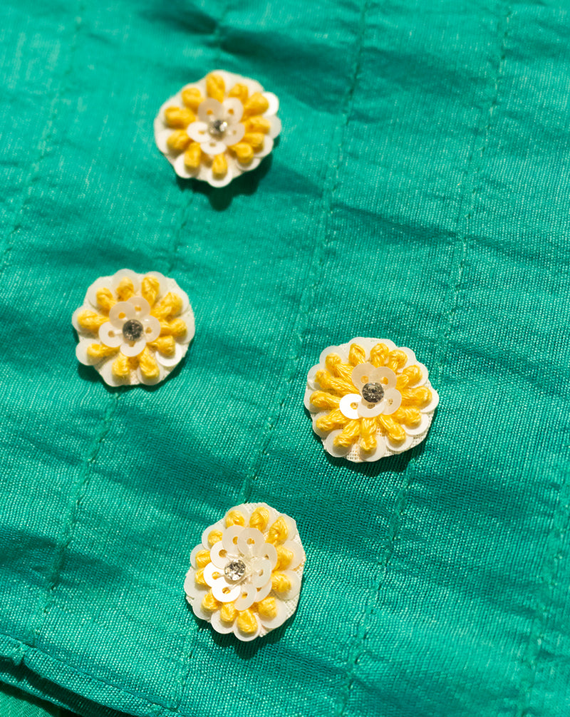 Handmade french knot and sequins patch-Yellow