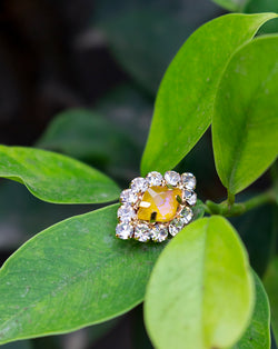 Designer preciosa crystal and rhinestone button-Yellow