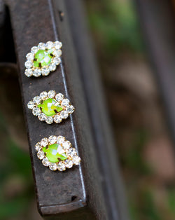 Designer preciosa crystal and rhinestone button-Green