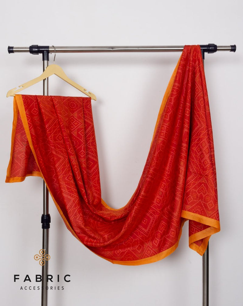 Semi Stitched Original Silk Mark Kurta with Printed Yoke and Printed Dupatta-Orange