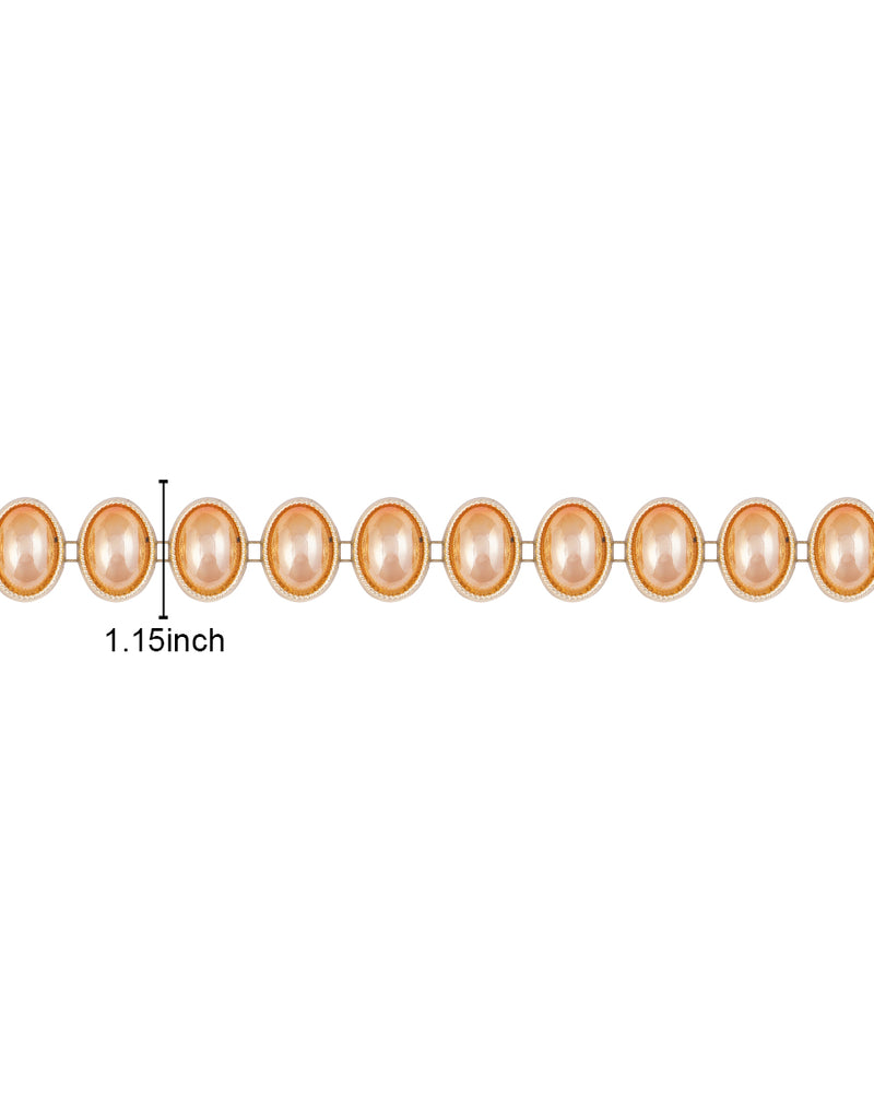 Water Gold Plated Oval Peach Big Stones Plastic base Chain