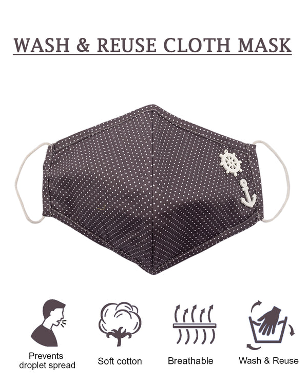 Grey polka mask with anchor patch