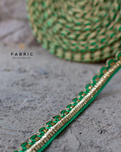 Thin thread and zari lace-Green