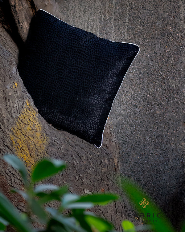 Velvet Black on Black Small Dot Cushion Cover